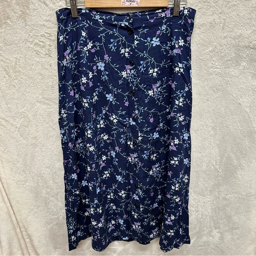 Women’s floral maxi skirt whimsigoth fairy grunge size medium button up
